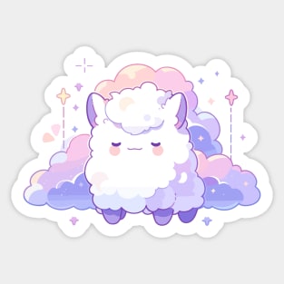 Adorable Fluffy Cloud Kawaii Llama Sticker